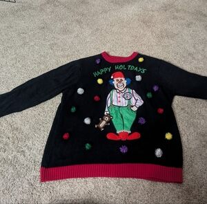 Blizzard Bay Sz:L Black and Red Holiday Clown Sweater